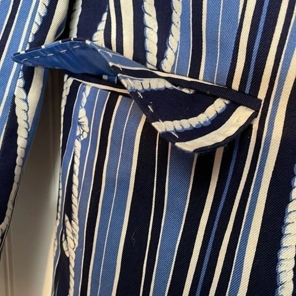Tommy Hilfiger Blue Beige Women's Nautical Chain Rope Print Blazer Size 10 - Picture 8 of 15